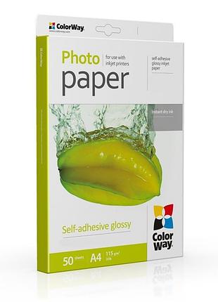 Фотобумага для печати наклеек colorway a4 glossy self-adhesive 50 листов