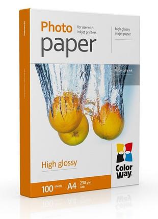 Бумага для фотопечати colorway a4 glossy 230 г/м² 100 листов
