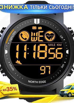 Часы тактические north edge laker black 44 мм кварцевый с японским механизмом черный с фитнес-трекером 5 ku-22