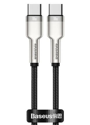 Дата кабель baseus cafule metal type-c to type-c 100w (2m) (catjk-d)