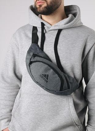 Бананка adidas темно-сірий меланж, лого маленьке чорне (харьков) #