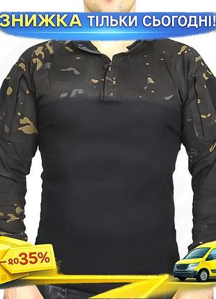 Рубашка тактическая убокс pave hawk ply-11 camouflage black 4xl мужская армейская с карманами на рукавах ku_21