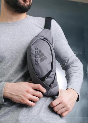 Бананка adidas сіра, чорне лого