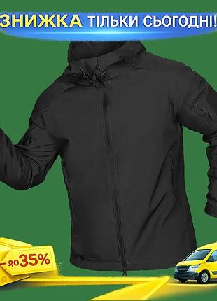 Ku куртка camotec stalker universal fit softshell чорна для чоловіків легка водонепроникна вітровка дл uni2l_k