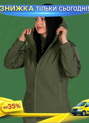 Ku куртка жіноча camotec universal fit softshell олива для активного відпочинку водонепроникна вітроне uni2l_k