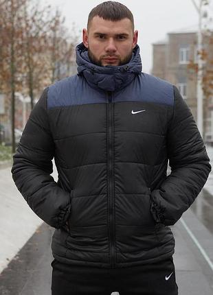 Куртка зимова чоловіча "frost" nike синьо-чорна #