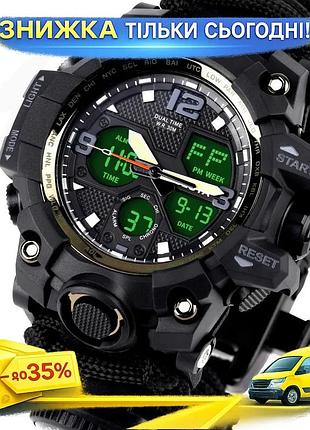 Часы besta life pro allblack военный с компасом паракордовый ремешок 50 мм черный 5 атм ku-22