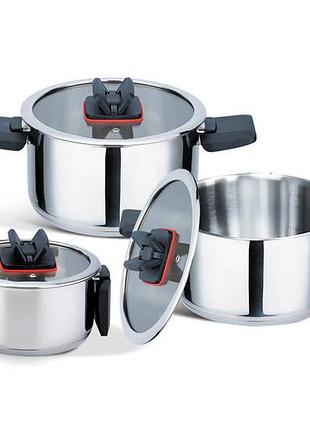 Набор посуды нержавеющий maestro 1.5 x 3.5 x 6.6л (3шт) (mr-3531-6)