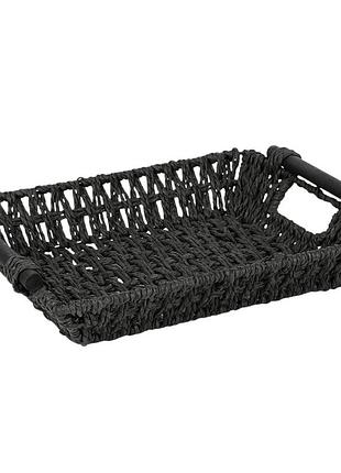 Корзина для хранения stenson r42068 плетеная с ручками 32х25х6,5 см черная