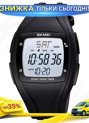 Спортивные наручные часы skmei 1610 черные мужские цифровые часы с подсветкой для спорта и активного отд ku-22
