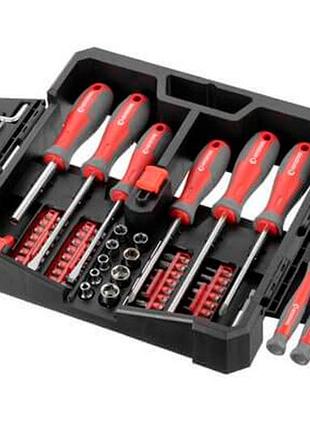 Набор отверток intertool ph x sl x t с битами и головками 63 ед. (vt-3363)