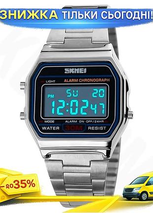 Часы женские skmei popular silver ii 1123s спортивный кварцевый цифровой серебристый 37х32 мм браслет 22 ku-22