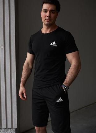 Комплект чоловічий adidas: футболка чорна + шорти чорні