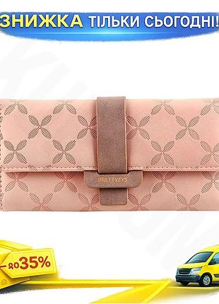 ©➀женский кошелек prettyzys pt18-989 клатч с пряжкой повседневный розовый для женщин из искусственной кожи