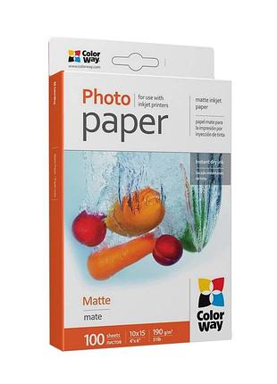 Бумага для фотопечати colorway 10×15 см matte 190 г/м² 100 листов