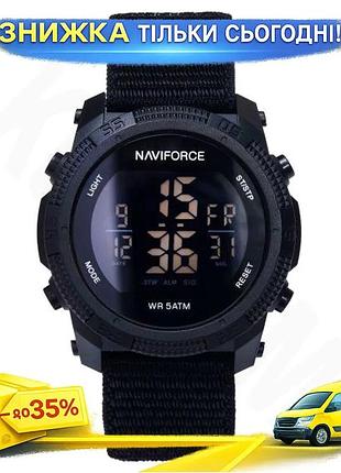 Ku часы мужские водостойкие universal fit армейские naviforce черные с кварцевым механизмом для спорта uni2l_k