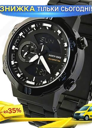 Ku часы мужские водостойкие universal fit тактические north edge черные кварцевые для военных и активн uni2l_k