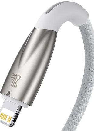 Дата кабель baseus glimmer series fast charging data cable type-c to lightning 20w 1m (cadh000001) white 3