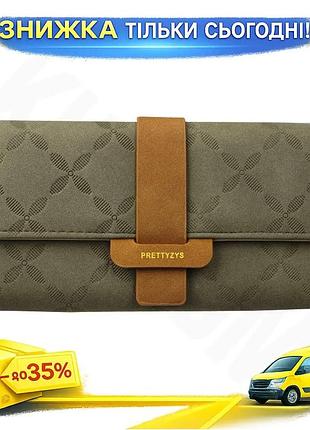 ©➀женский кошелек prettyzys pt18-989 клатч с пряжкой повседневный зелёный кошелек из искусственной кожи дл