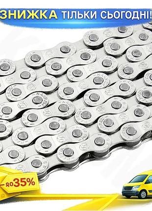 Ku ланцюг велосипедний grey's universal fit 7-8 швидкостей срібний для shimano та sram 116 ланок ланцю uni2l_k