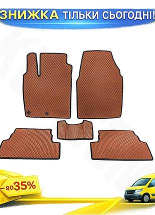Килимки eva коричневі для nissan qashqai 2007-2010 гумові в штатні місця для захисту салону ku-22