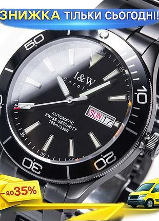 Годинник чоловічий carnival shark 10 bar механічний з автозаводом японський seiko чорний 40х11 мм сталь ku-22