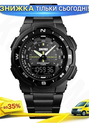 Мужские наручные часы skmei marshal black vip кварцевые черные для спорта и повседневной носки с подсвет ku-22