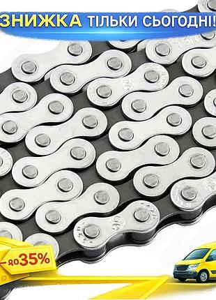 Ku цепь велосипедная grey's universal fit 1шв 112 звеньев для 1 скорости серебристая черная цепь для в uni2l_k