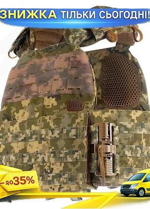 Плитоноска м7 lite с боковыми карманами 15х30 пиксель cordura 1000d molle/velcro система ku-22