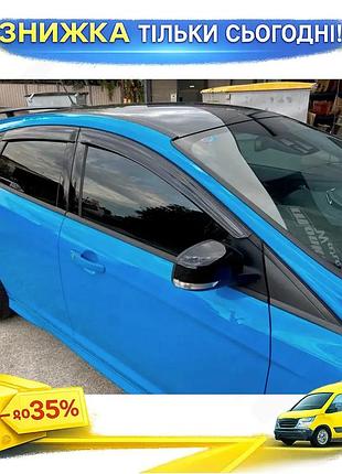 Ветровики hic для ford focus iii 2011-2017 4 шт дефлекторы окон самоклейка для защиты от дождя ku-22