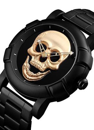 Оригінальний годинник skmei skull 9178 black gold чоловічий класичний кварцовий годинник з водонепроникн ku-22