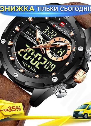 Часы мужские naviforce pride тактические кварцевые с японским механизмом черный 45х16 мм кожаный ремешок ku-22
