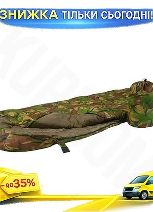 Легкий спальный мешок mil-tec стеганый 190х75х30см для взрослых всесезонный камуфляжный туристический сп ku-22