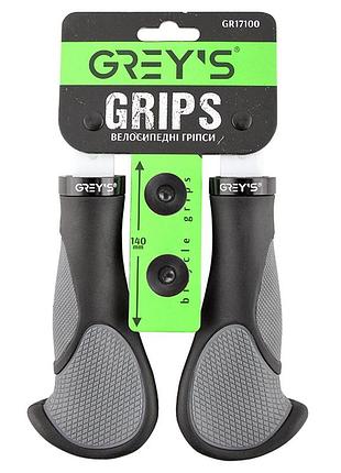 Грипсы руля greys gr17100 эргономичные черные 140 мм с зональным покрытием для велосипедов мотоциклов ku-22