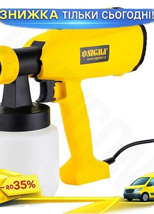 Ku краскораспылитель электрический sigma universal fit 350вт hvlp для покраски и распыления лакокрасоч uni2l_k