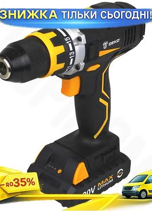 Ku акумуляторний шуруповерт deko universal fit 20v із зарядним пристроєм для дерева та металу дриль шу uni2l_k