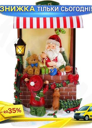 Ku новогодняя композиция santa's universal fit toy shop с led подсветкой полистоун для украшения интер uni2l_k