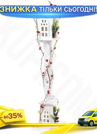 Ku декоративний ліхтар зимовий universal fit будиночок 80см білий led-підсвічування для дому та саду с uni2l_k