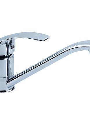 Ku смеситель для кухни universal fit tau с прямым гусаком 250мм поворотный 360° кран для воды хромиров uni2l_k