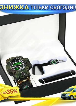 Мужские наручные часы besta box military light с компасом тактические армейские часы для мужчин с термом ku-22