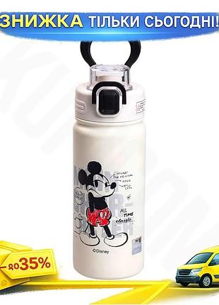 Термос дитячий disney mickey mouse 500 мл чорний з вакуумною ізоляцією для гарячих і холодних напоїв ku-22