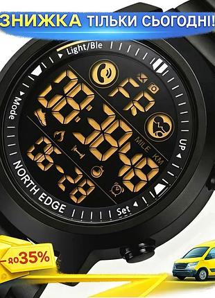 Ku годинники чоловічі водостійкі universal fit тактичні north edge чорні з пульсометром та фітнес-трек uni2l_k
