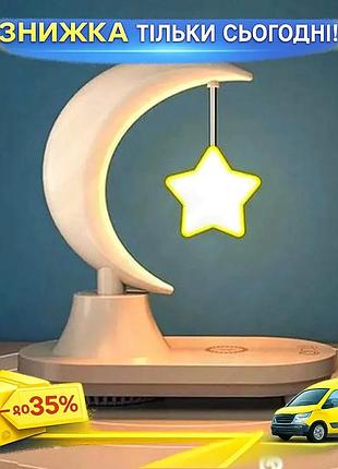 Нічник з колонкою music atmosphere lamp бездротова зарядка led світильник для дому та офісу rgb кольоров ku-22