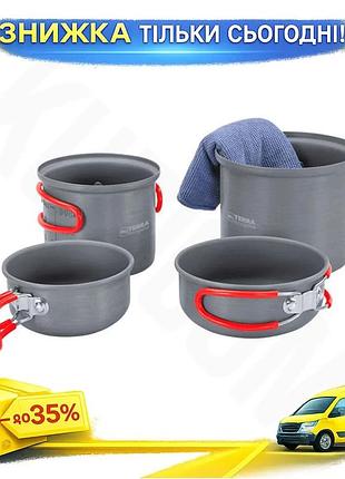 Ku набор посуды terra universal fit incognita из анодированного алюминия для 1-2 человек котелки сково uni2l_k