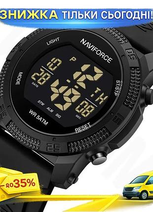 Часы naviforce мужские тактические кварцевые с японским механизмом черный 45х14 мм подсветка будильник с ku-22