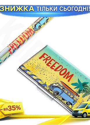 Ku комплект визитница с universal fit ручкой troika freedom черная для карт до 11 штук подарочный набо uni2l_k