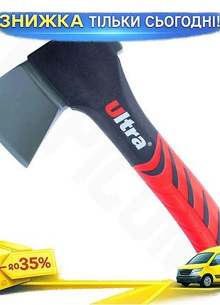 Ku топор 560г с universal fit фиберглассовой рукояткой 230мм для рубки древесины с тефлоновым покрытие uni2l_k