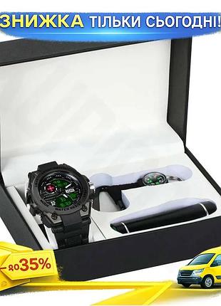 Мужские водостойкие часы besta box tattoo всу light тактические кварцевые с компасом и подарочным наборо ku-22