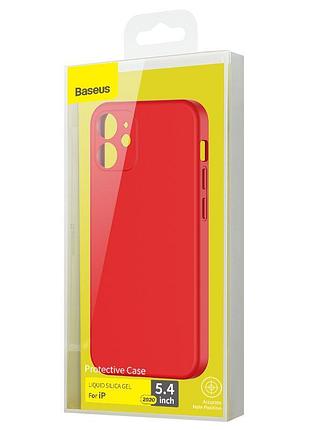 Ku чехол силиконовый baseus universal fit для iphone 12 mini красный защитный для телефона мягкий чехо uni2l_k 4
