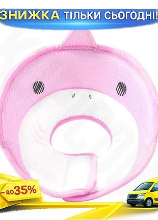©➀м'який комір-подушка для котів lesko pink shark l післяопераційний захисний від вилизування для котів ku-22